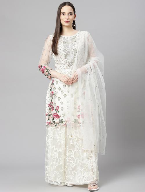 white unstitched suit set - 18145242 -  Standard Image - 0