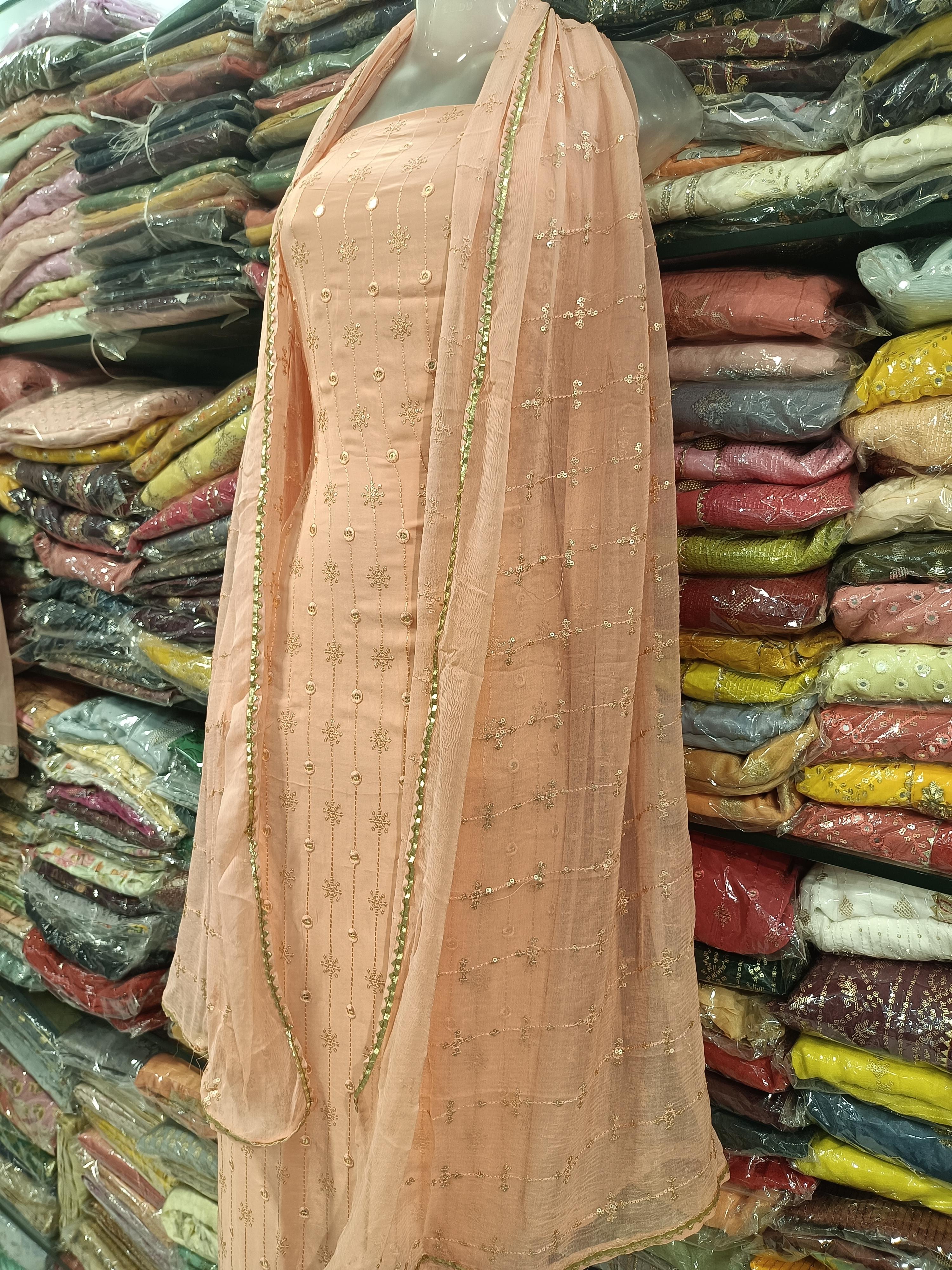 crape embroidery suits with crape bottom - 18145277 - Standard Image - 2