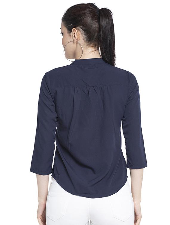 women's straight mandarin neck top - 18145404 - Standard Image - 2