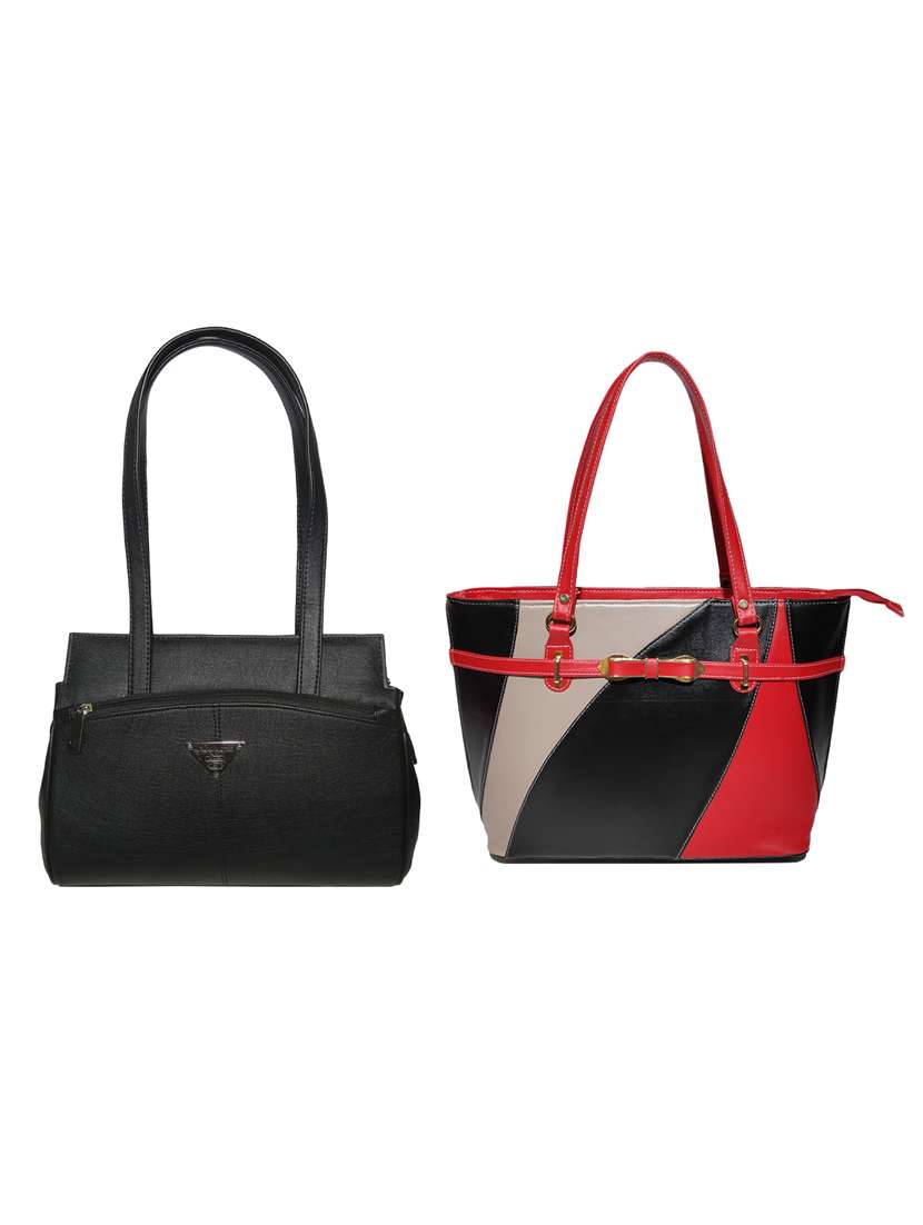 multi colored leatherette (pu) combo handbag