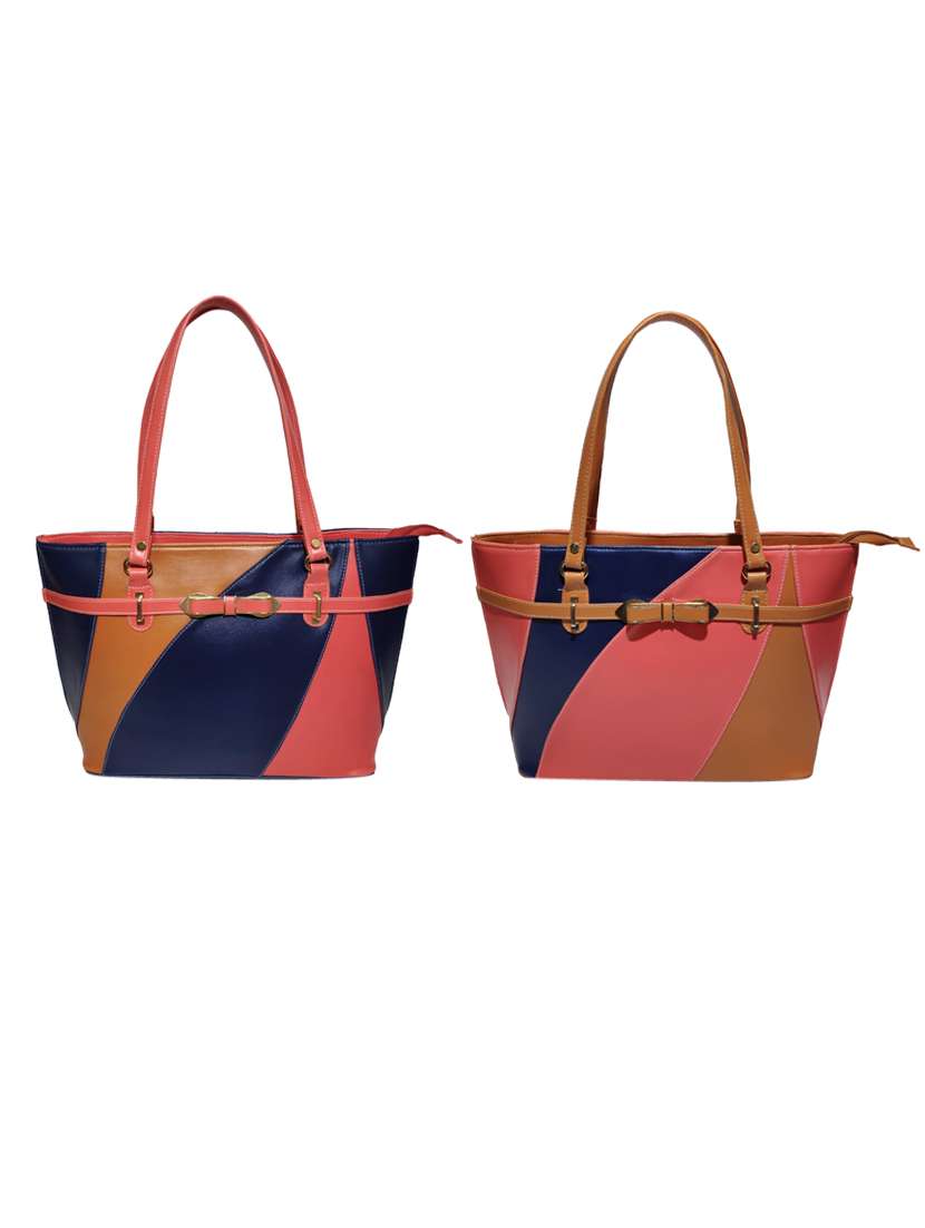 multi colored leatherette (pu) combo handbag