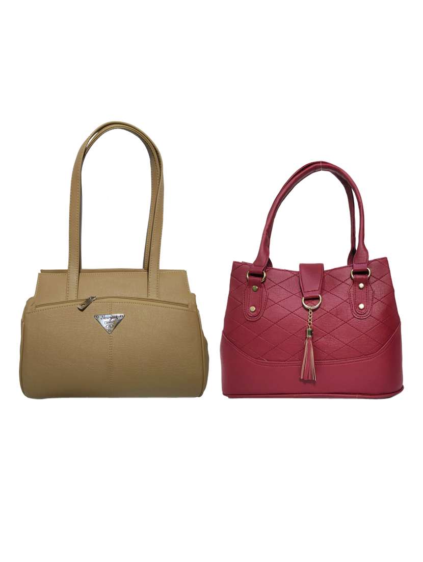 multi colored leatherette (pu) combo handbag