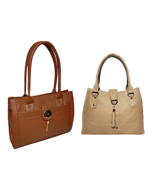 pack of 2 leatherette (pu) combo handbag - 18146524 - Standard Image - 0