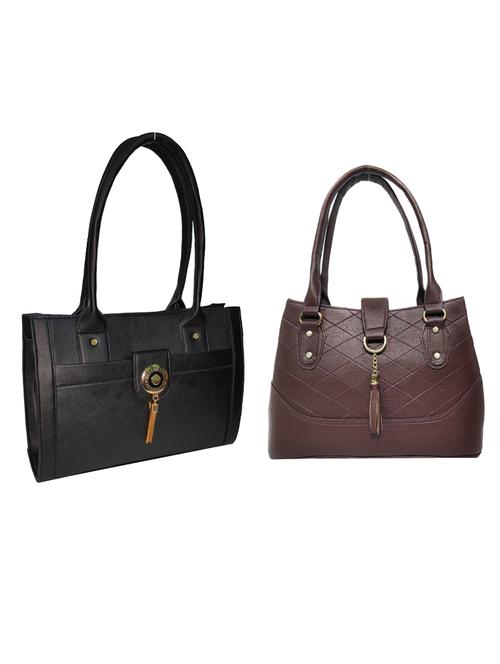 pack of 2 leatherette (pu) combo handbag - 18146528 - Standard Image - 0