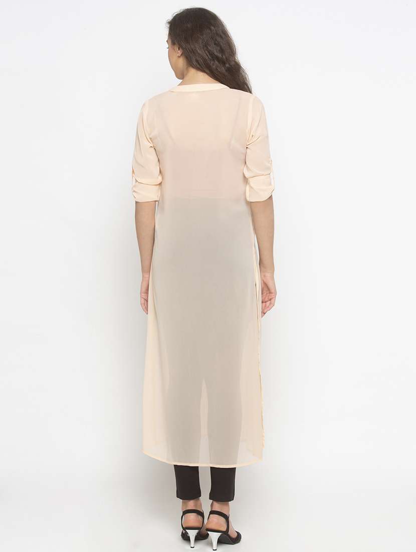 peach georgette straight top - 18146800 -  Standard Image - 2