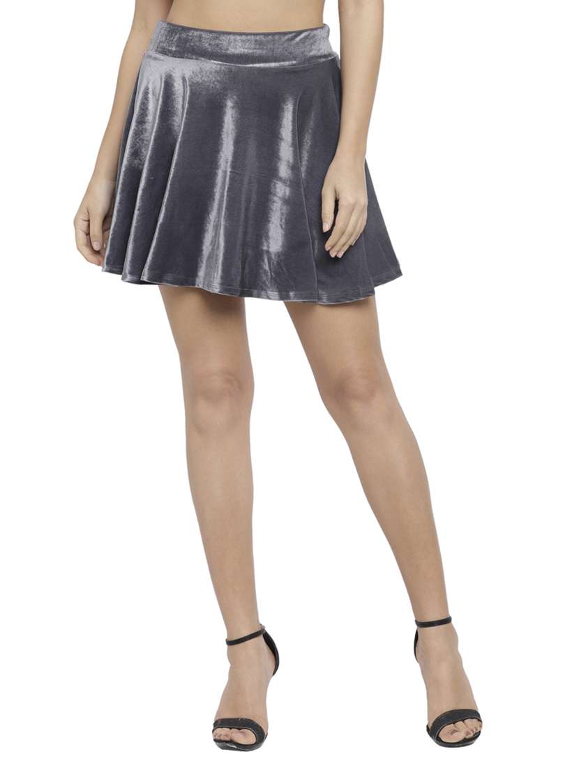 grey velvet skater skirts