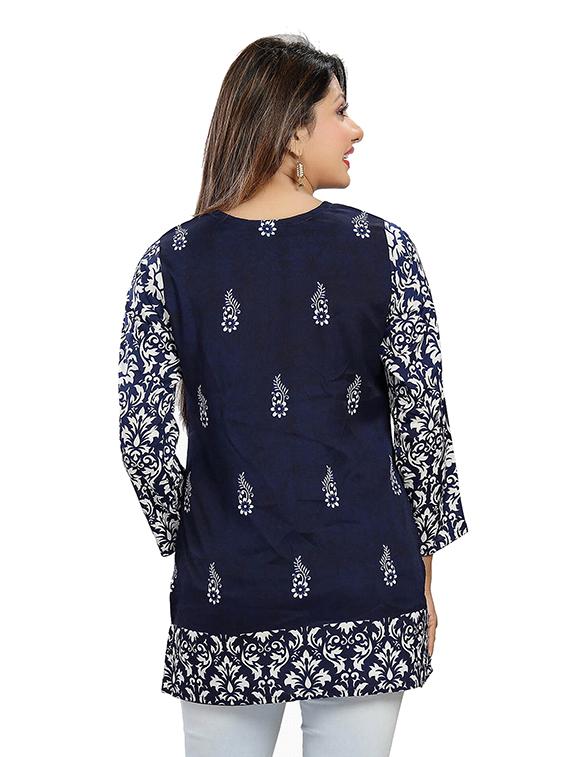 dark blue crepe kurti - 18151749 - Standard Image - 2
