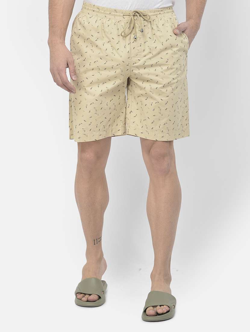 beige cotton blend  shorts