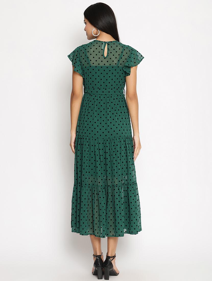 cap sleeved polka belted a-line dress - 18151887 - Standard Image - 2