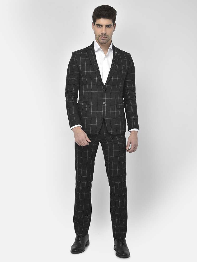 black cotton blend single breasted suit
