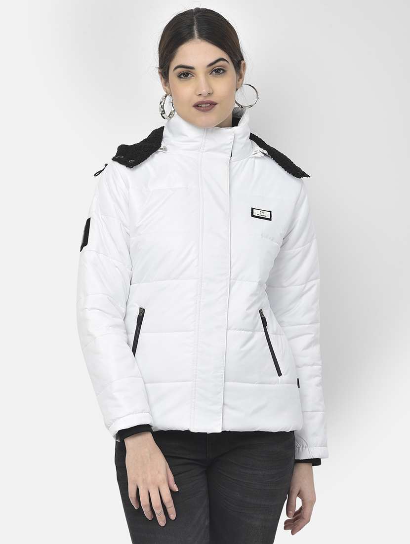 women solid long sleeve quilted jacket 