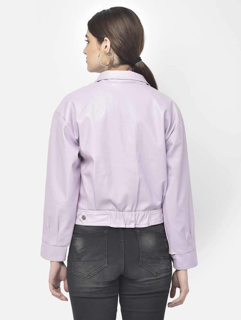 purple solid leather/leatherette jacket - 18152191 -  Standard Image - 2