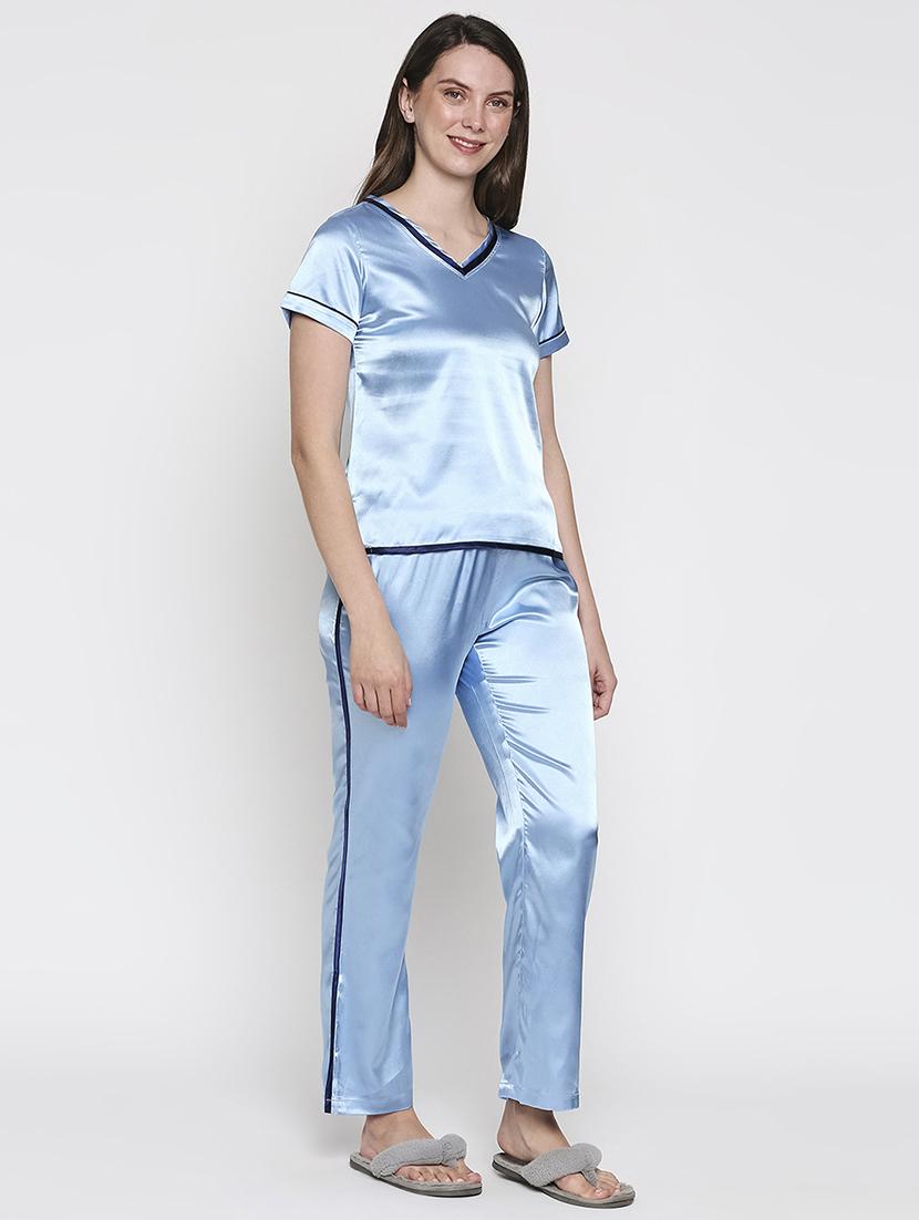 light blue viscose pyjama set nightwear - 18153091 - Standard Image - 2