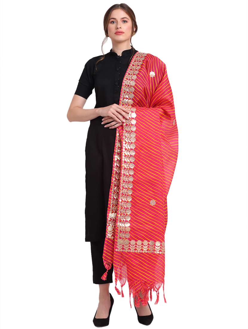 red cotton blend dupatta