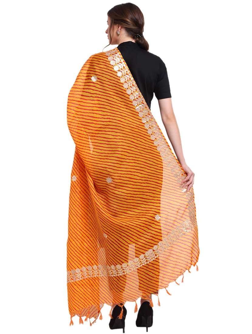orange cotton blend dupatta - 18153251 -  Standard Image - 2