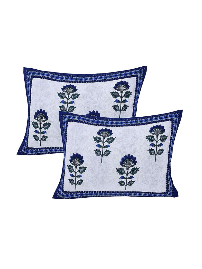 brask india® 300 tc cotton 1 piece king size double bed bedsheet with two pillow covers (bedsheet size 100 x 108 inch) (blue) - 18155201 -  Standard Image - 2