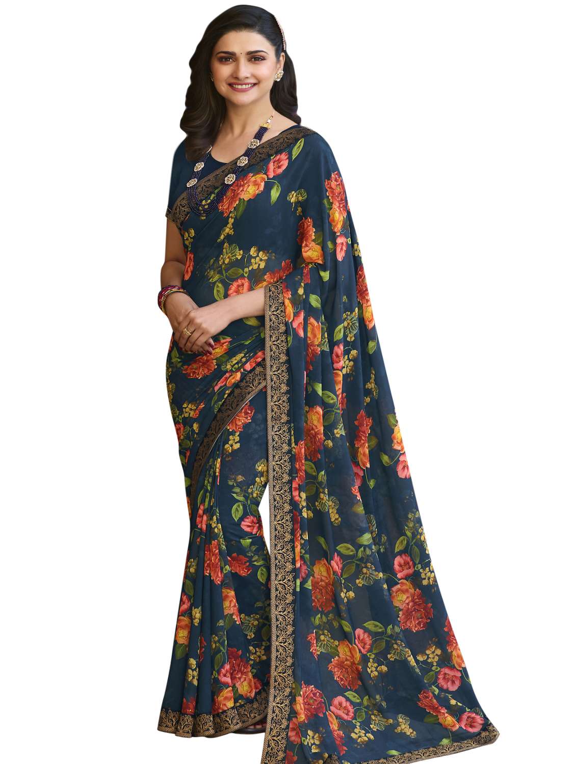 floral printed saree  with blouse
