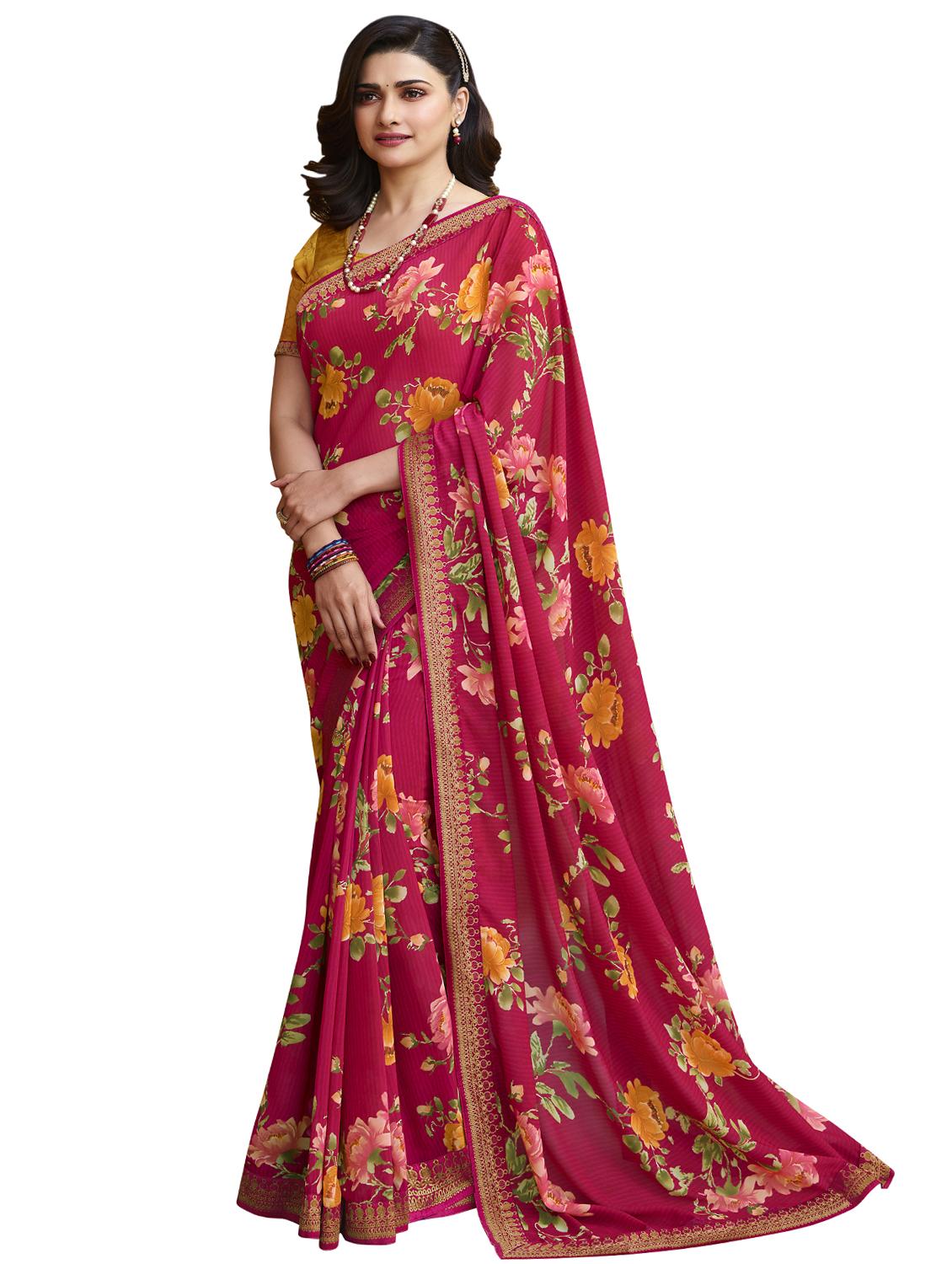 floral printed saree  with blouse - 18157064 -  Zoom Image - 0