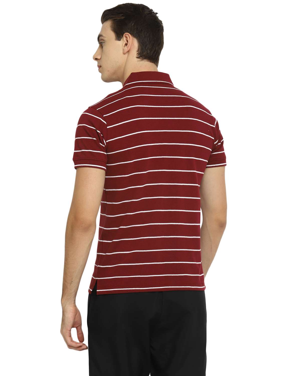 maroon striped polo t-shirt - 18158657 -  Standard Image - 2