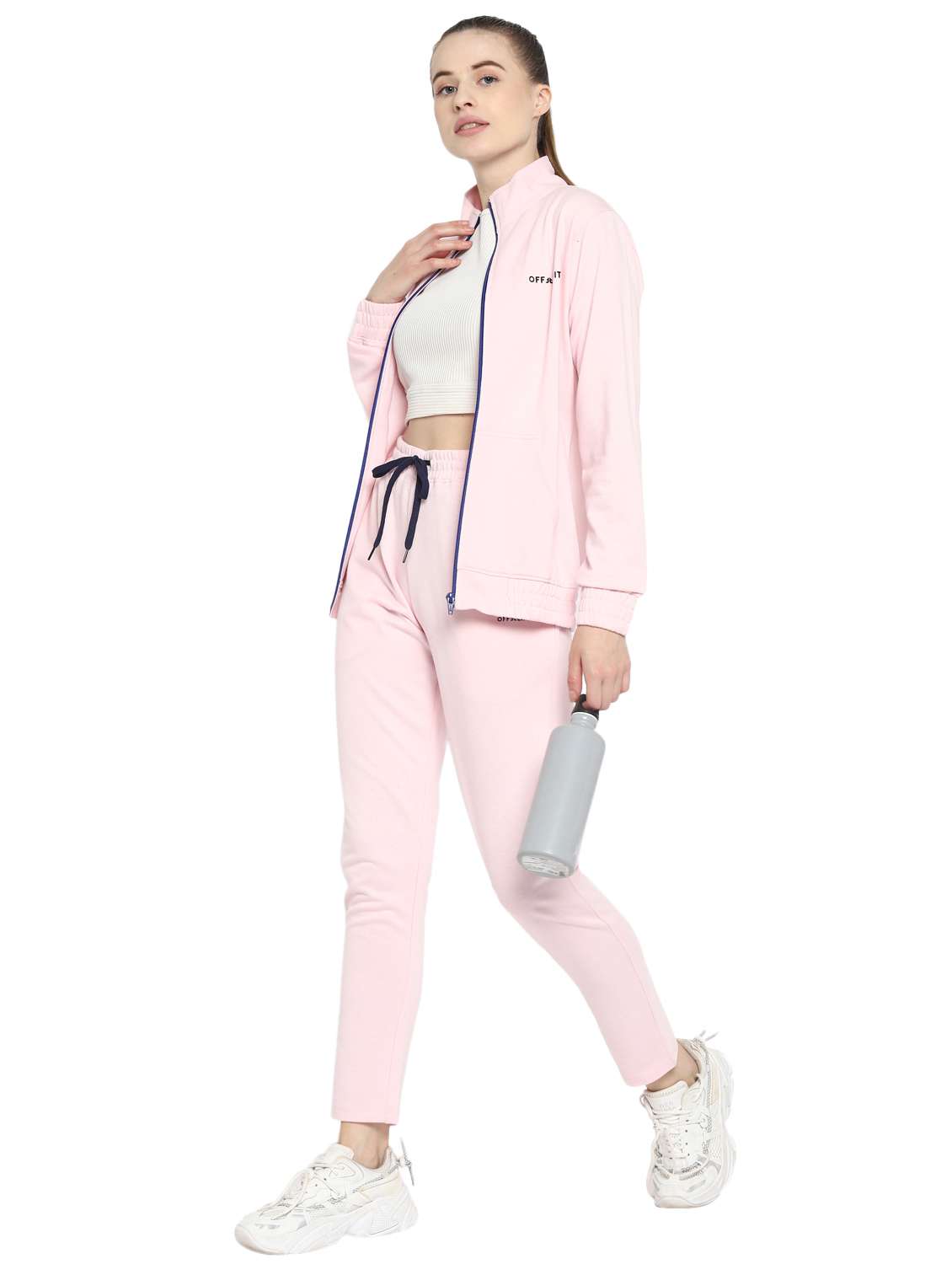 pink solid track pant full length set - 18159184 -  Standard Image - 2