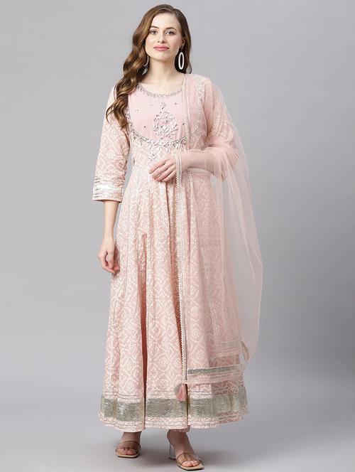 women bandhani gota patti work kurta pant set with dupatta - 18160270 - Standard Image - 0