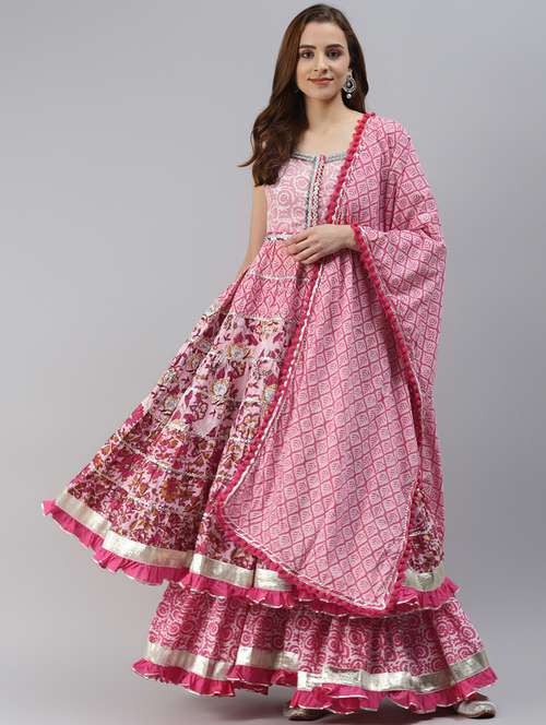 printed kurta sharara set with dupatta - 18163092 - Standard Image - 0