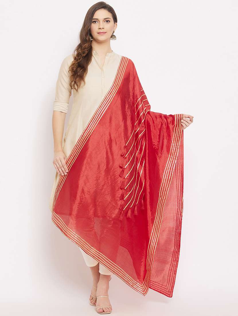 red silk blend dupatta