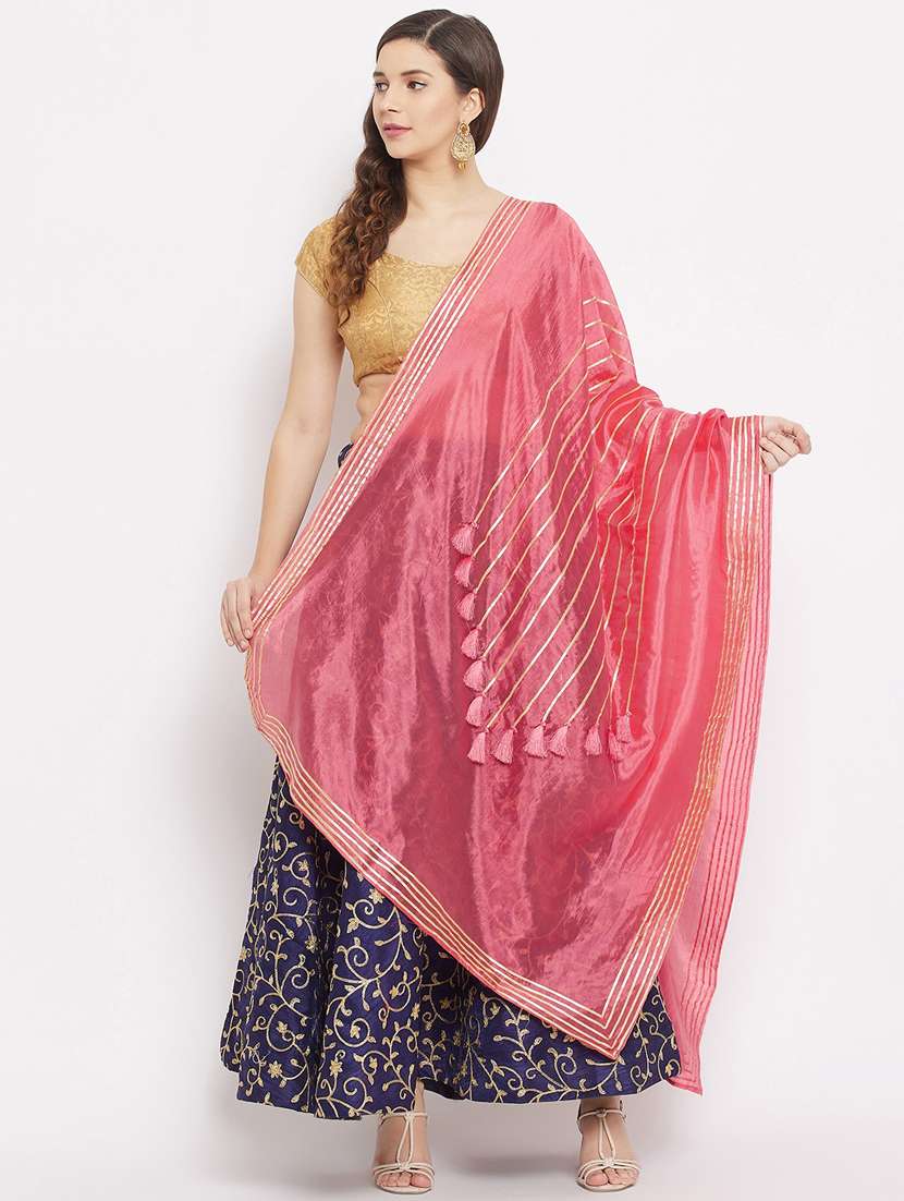 peach silk blend dupatta