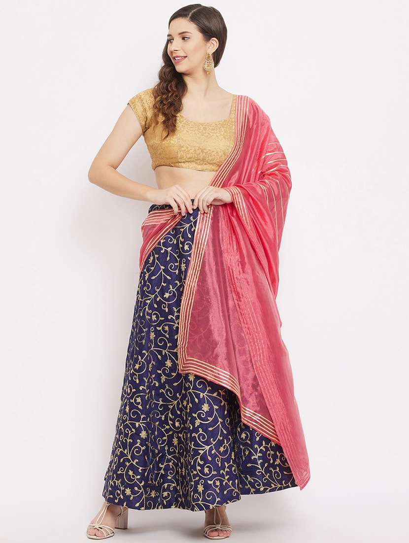 peach silk blend dupatta - 18163365 -  Standard Image - 2