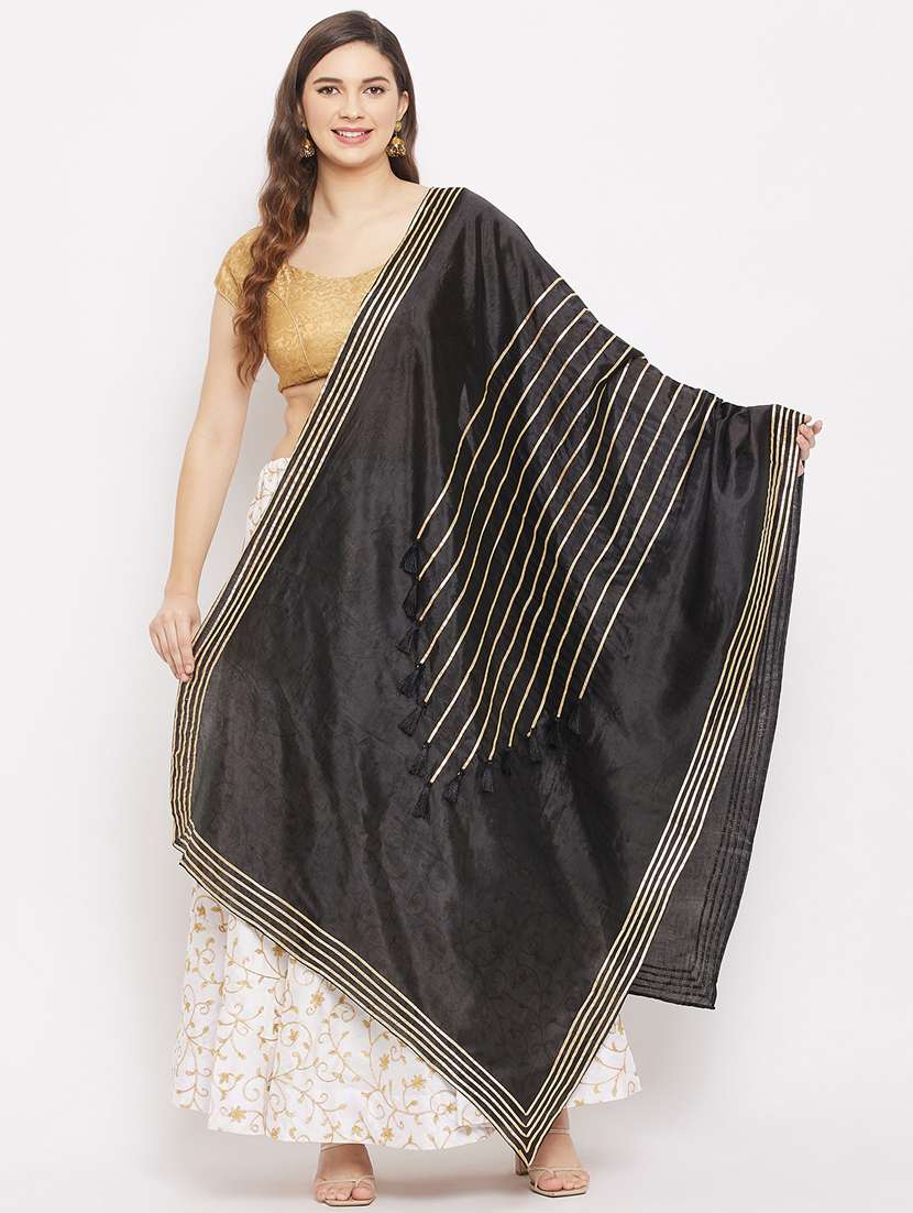 black silk blend dupatta