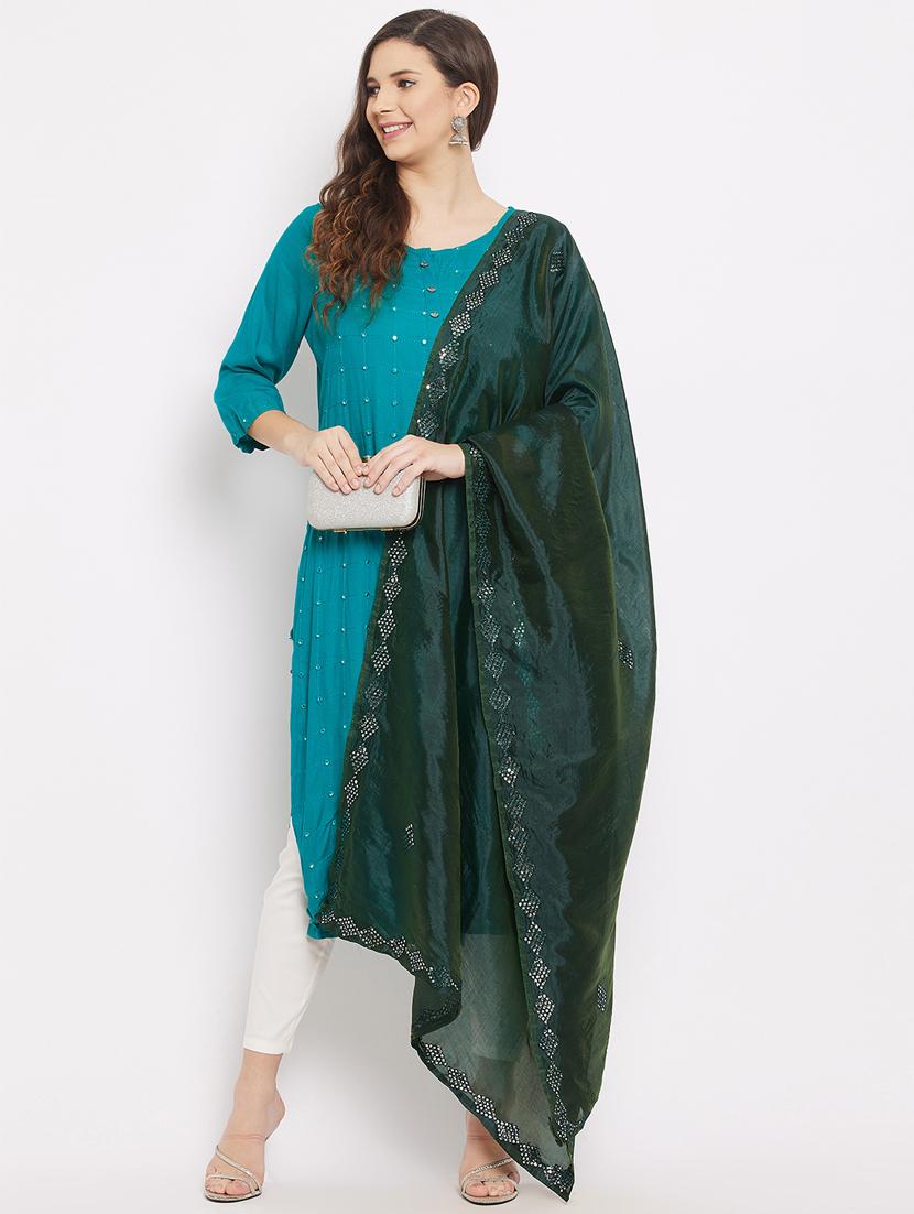 green silk blend dupatta - 18163368 - Standard Image - 2