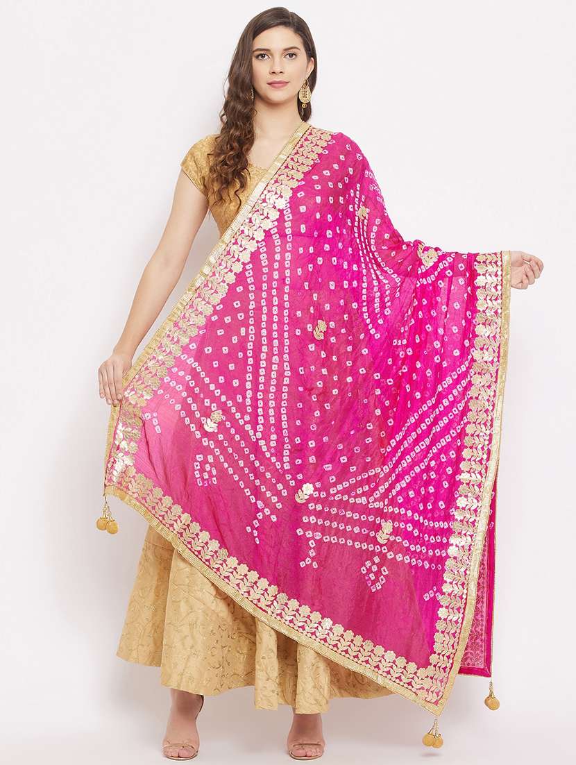 magenta silk blend dupatta