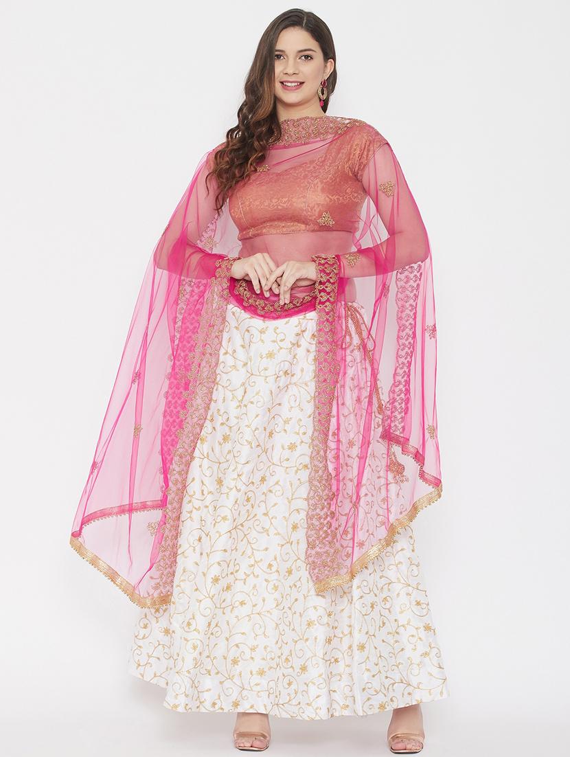magenta net dupatta - 18163434 - Zoom Image - 0