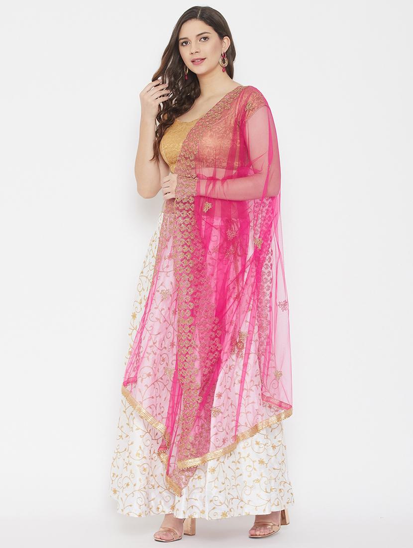magenta net dupatta - 18163434 - Standard Image - 2
