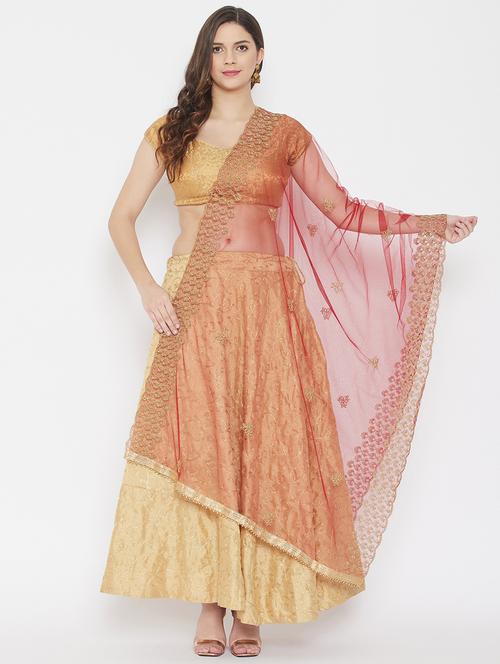 maroon net dupatta - 18163437 -  Standard Image - 0