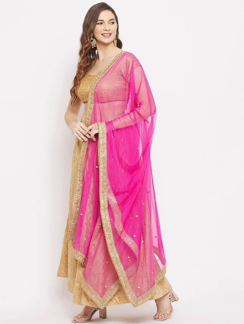 magenta net dupatta - 18163481 - Standard Image - 2