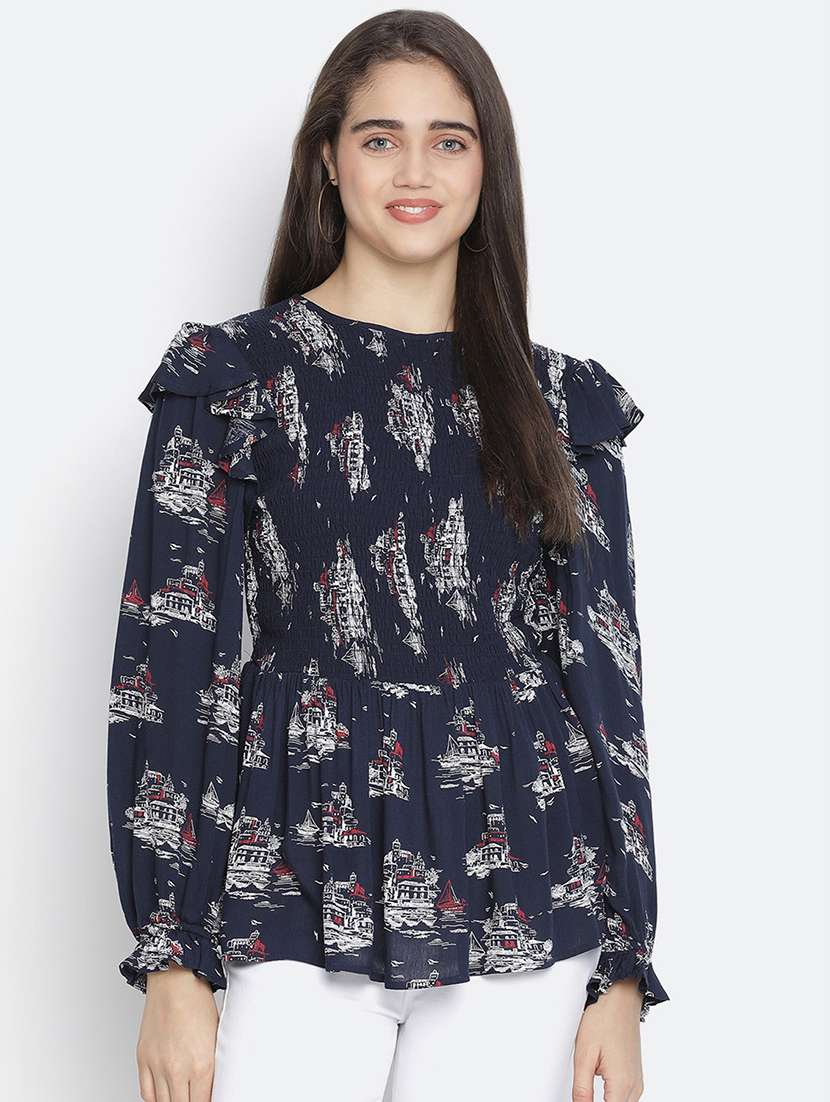 women's peplum round neck top