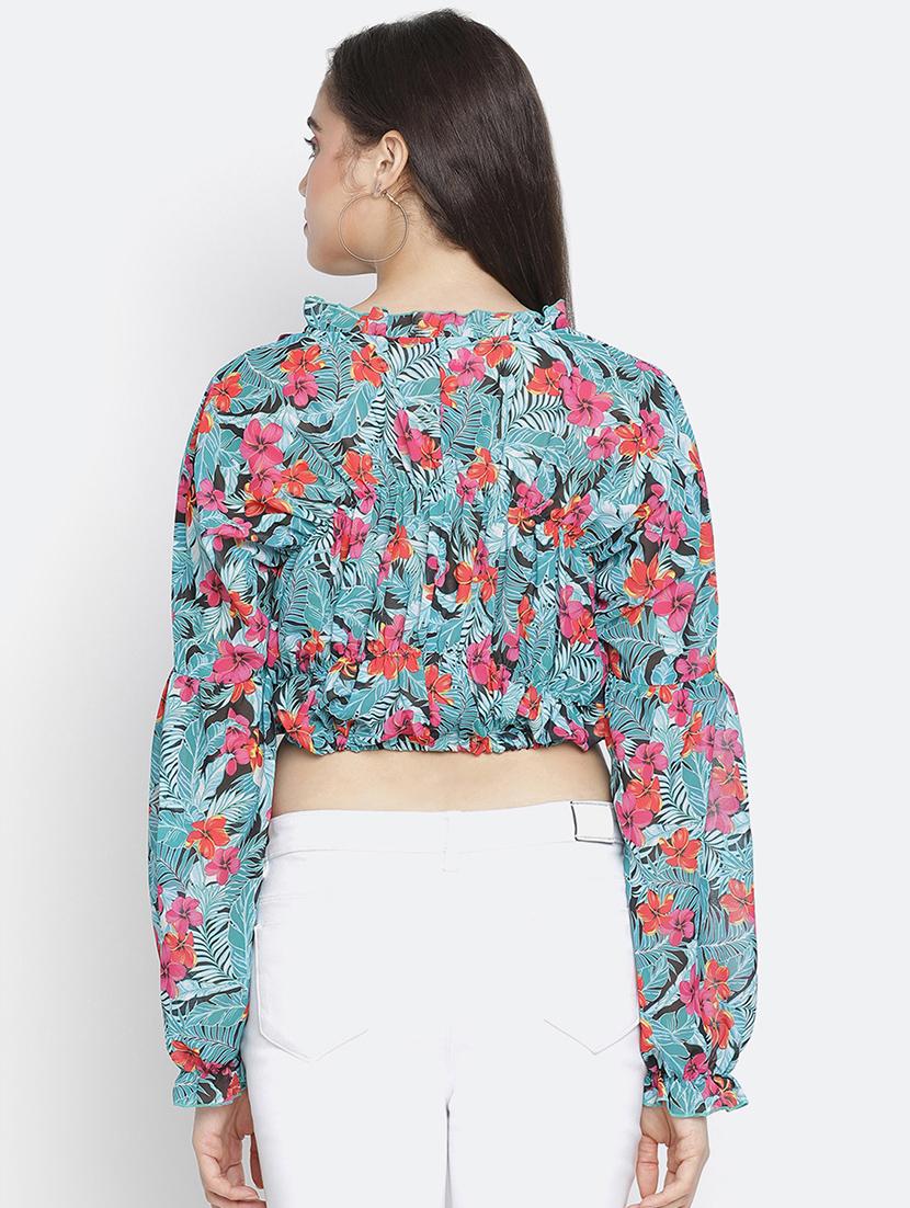 drawstring waist floral top - 18164731 - Standard Image - 2