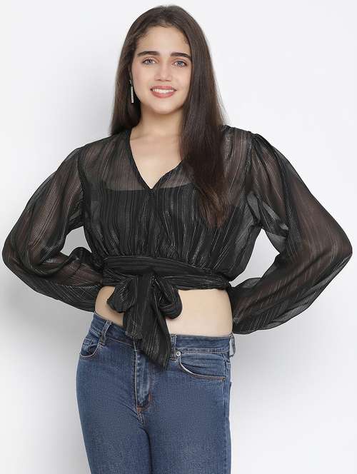 women's crop v neck top - 18164734 -  Standard Image - 0
