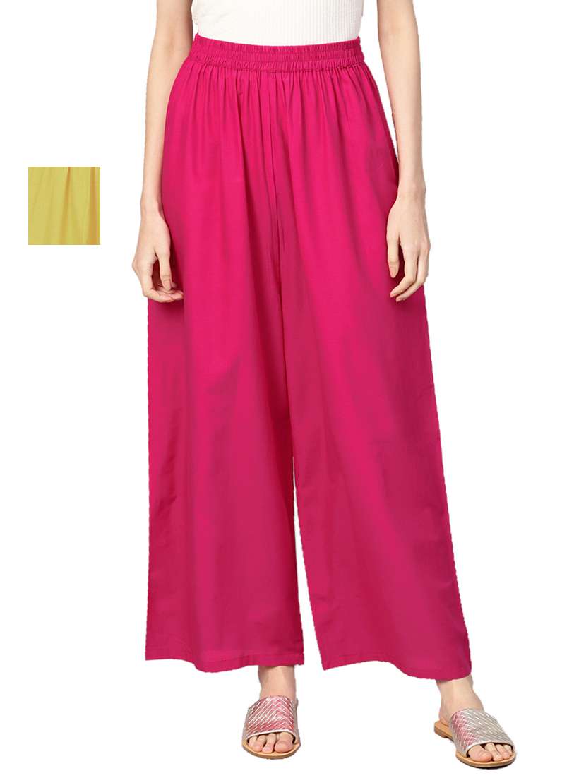 set of 2 solid flared palazzo