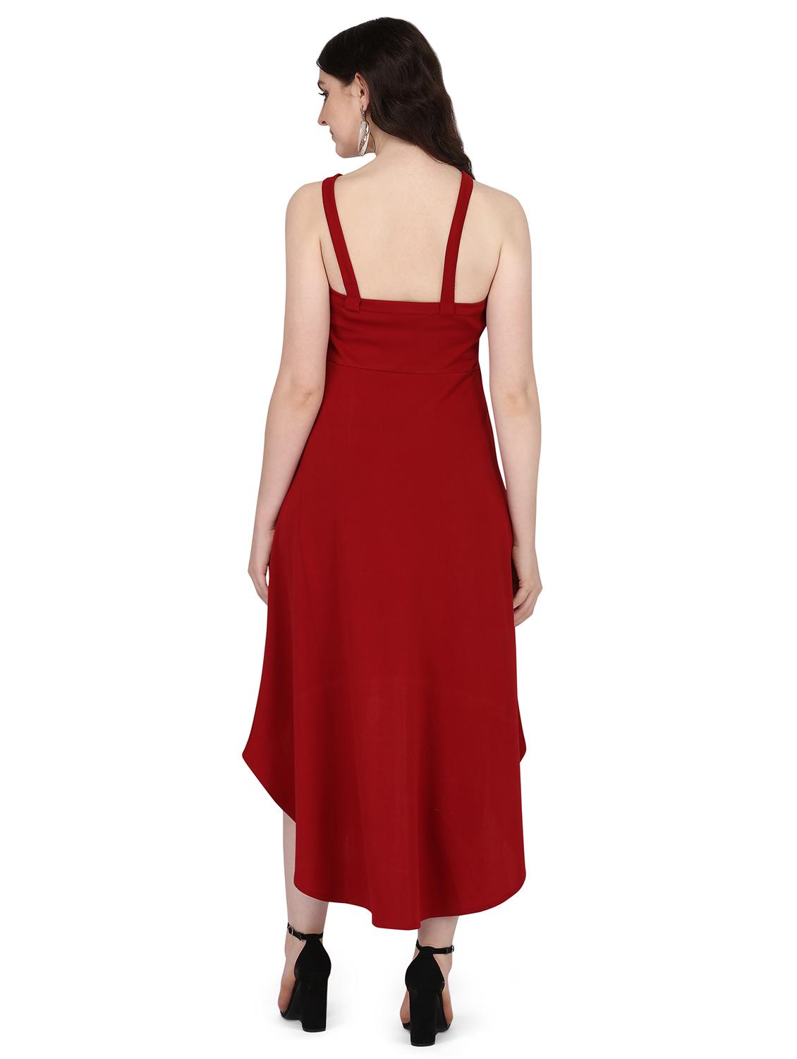 x-line neck solid a-line dress - 18165676 - Standard Image - 2