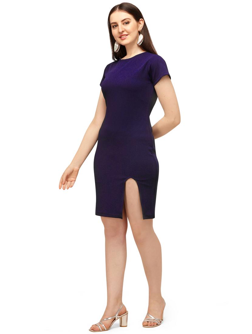 round neck solid bodycon dress - 18165681 - Standard Image - 2