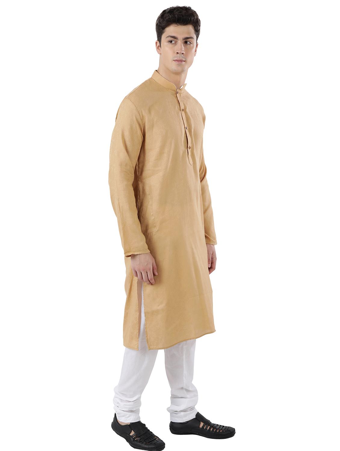gold solid long kurta - 18169938 - Standard Image - 2