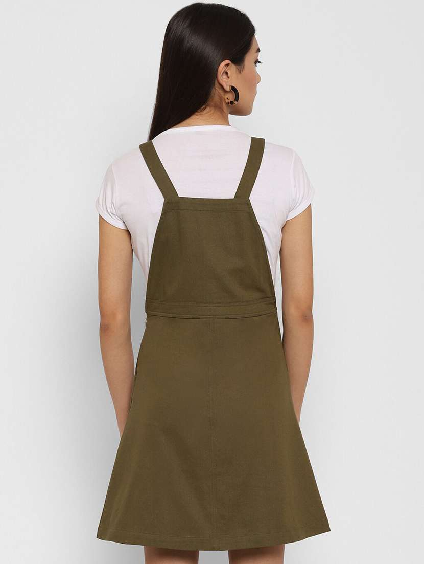 front-pocket solid pinafore dress - 18170379 -  Standard Image - 2