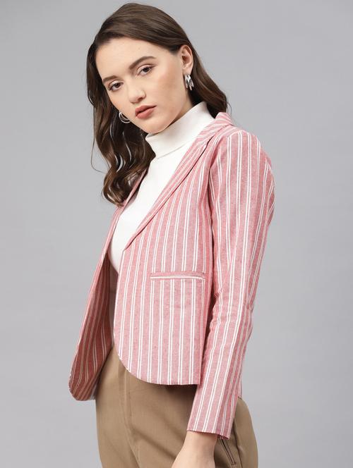 pink striped formal blazer - 18171207 - Standard Image - 0