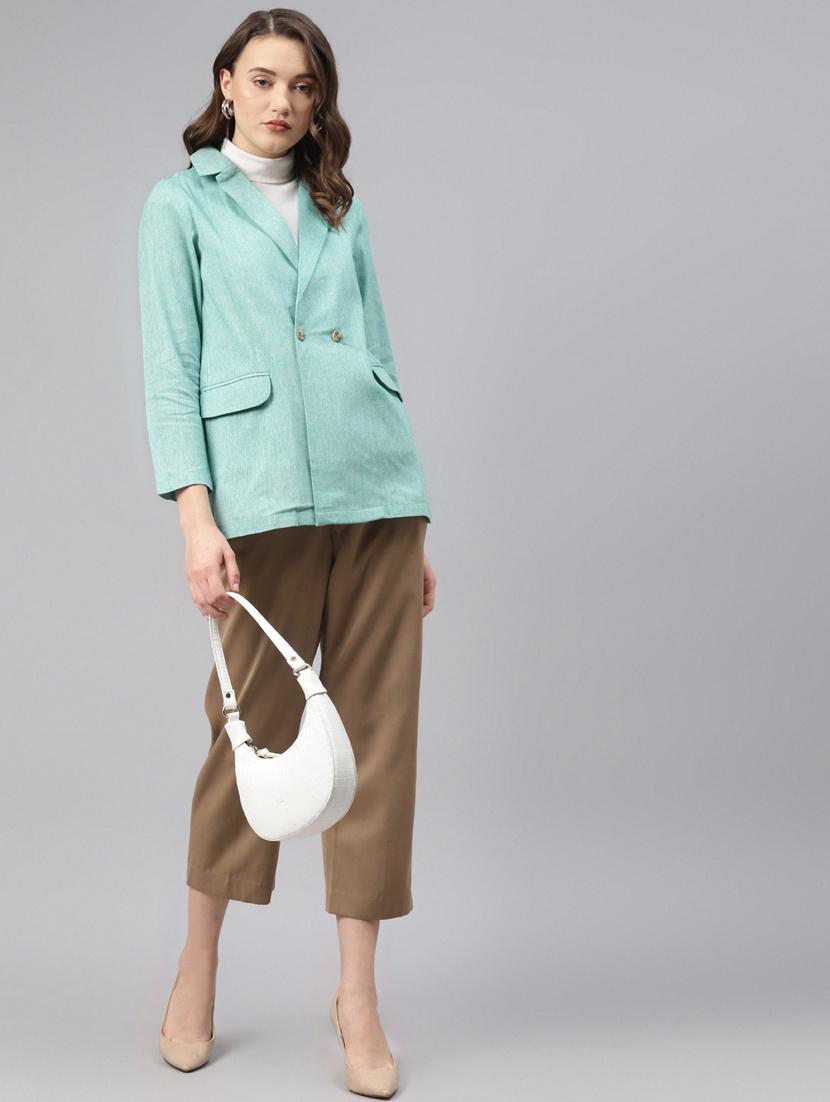 green solid formal blazer - 18171212 - Standard Image - 2