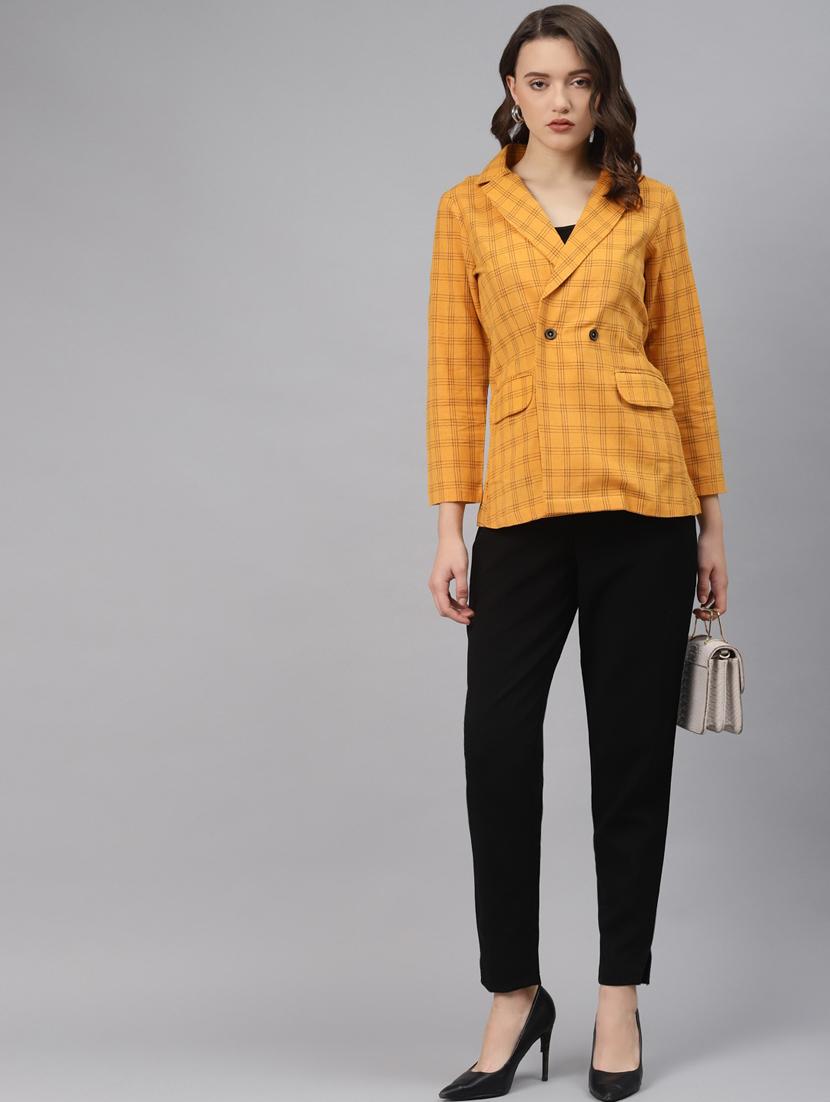 yellow checked formal blazer - 18171214 - Standard Image - 2