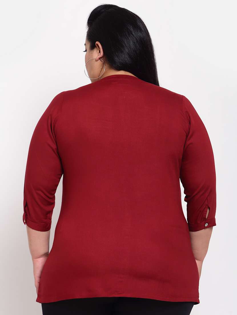 maroon solid regular top - 18171219 -  Standard Image - 2