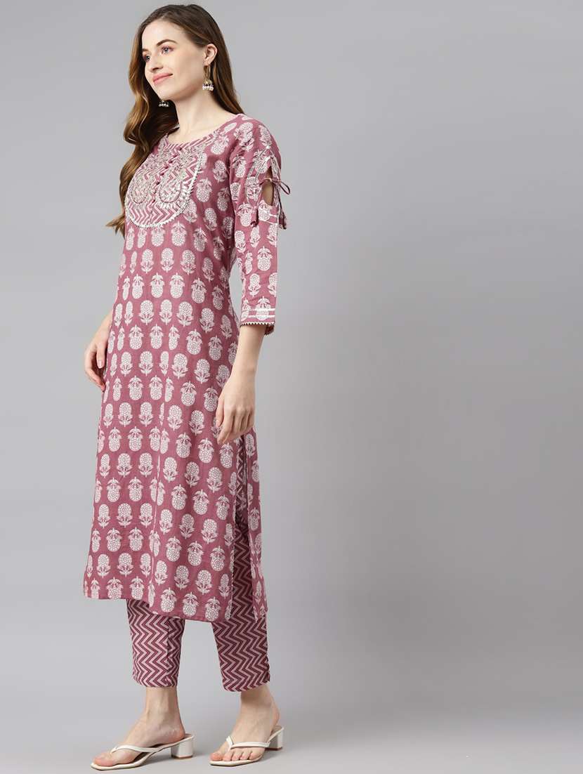 purple cotton kurta pant  set - 18171944 -  Standard Image - 2
