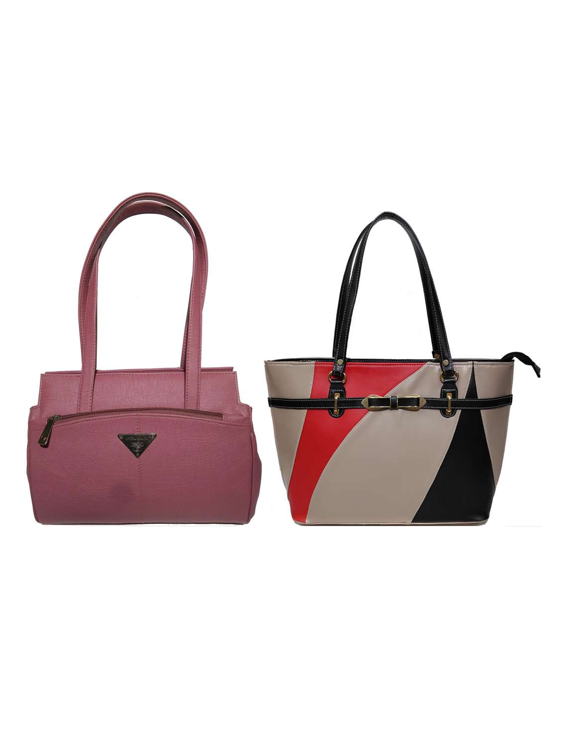 multi colored leatherette (pu) combo handbag